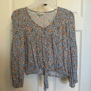 American Eagle Blue Floral Blouse - Size XS